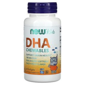 Риб&#039;ячий жир для дітей з фруктовим смаком, Kid&#039;s DHA, Now Foods, 100 мг, 60 капсул