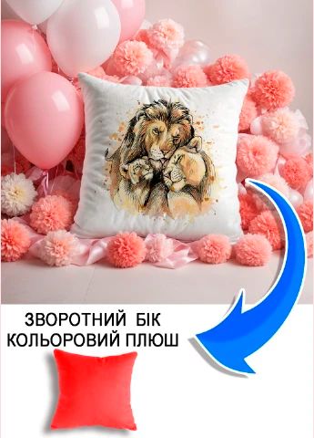 Подушка плюшева Мерч Крафт Дизайн з принтом Леви червоний плюш квадратна 33х33 см