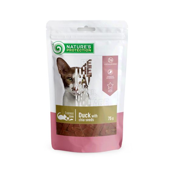 Лакомство для котов Nature's Protection snack for cats with duck with chia seeds с уткой, 75 гр