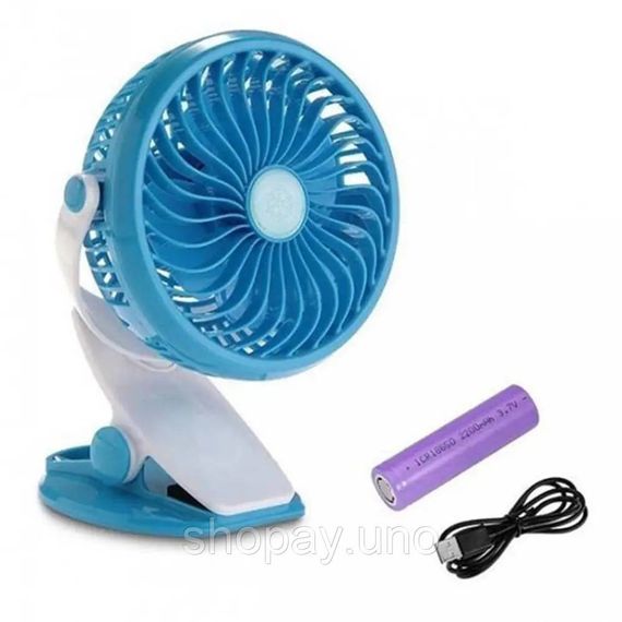 Вентилятор Мини USB с прищепкой Mini fan LY-582 • Портативный настольный вентилятор с аккумулятором и креплением | Зображення 4
