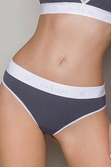 Спортивні бавовняні трусики-стринги Passion PS007 PANTIES, Темно-сірий, L, L