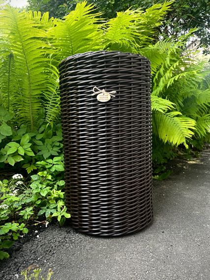 Кашпо зі штучного ротангу “Високе Венге” 12 л — плетене кашпо для квітів, інтерʼєру, тераси, входу