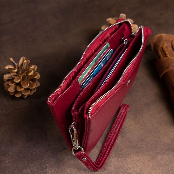 Вместительный клатч на два отделения женский ST Leather 19249 Бордовый | Зображення 7