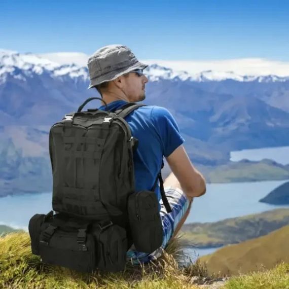 Чорний Рюкзак тактичний з підсумками Eagle B08 55 літр / Військовий, штурмовий / Вірменський | Зображення 2