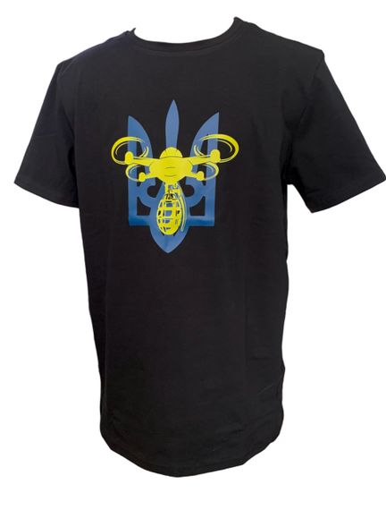 Футболка 4Profi з принтом "Герб i Дрон"   чорна размір XXL