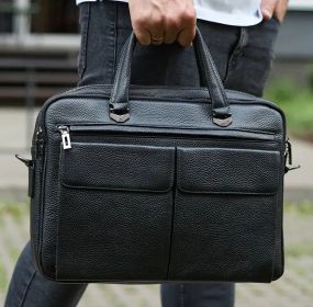 Сумка портфель чоловіча шкіряна чорна для ноутбука та документів (TD-92941)