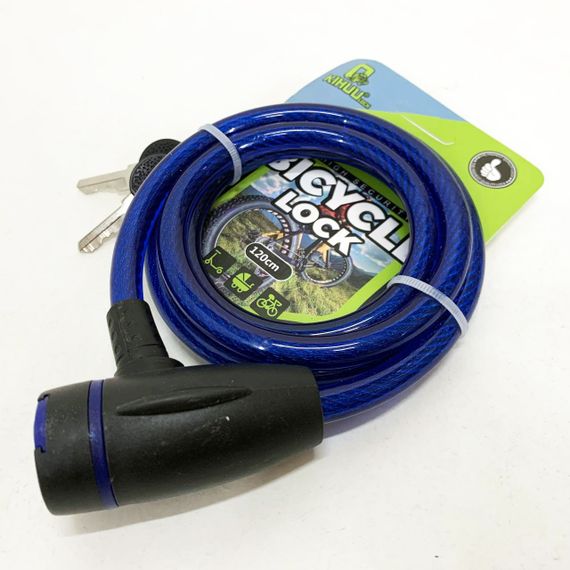 Замок велосипедний KIHUU LOCK 187, 10*120 тросовий, 2 ключі. Колір: синій | Зображення 3