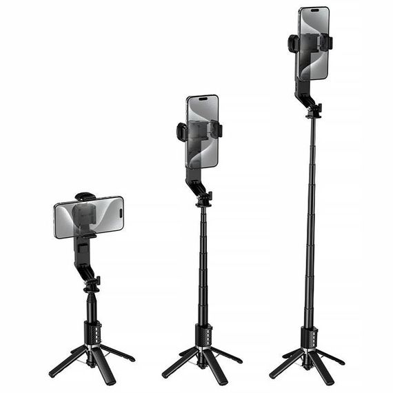 Монопод для селфи Hoco DYY06 трипод + съемный BT пульт + стабилизатор Black | Зображення 3