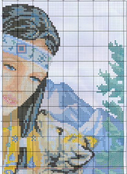Набір для вишивання хрестиком за нанесеною на канву схемою "Beauty and wolf pup".AIDA 14CT printed, 38*48 см | Зображення 4