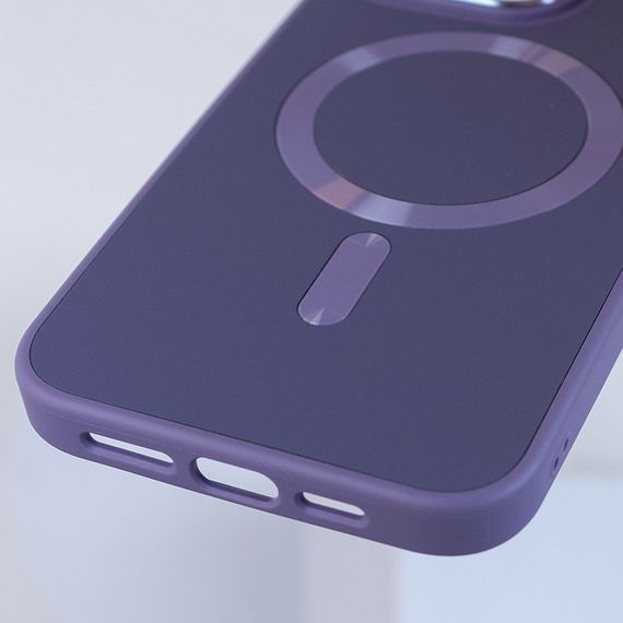Кожаный чехол Bonbon Leather Metal Style with MagSafe для Apple iPhone 12 Pro Max (6.7") Серый / Lavender | Зображення 3