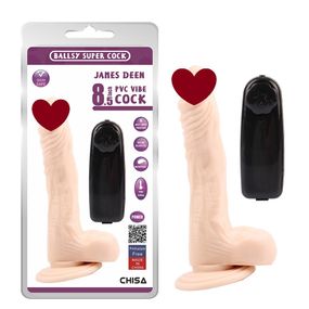 Вибратор реалистичный на присоске Chisa Ballsy Super Cock, бежевый, 22 х 3.6 см Sex Aura