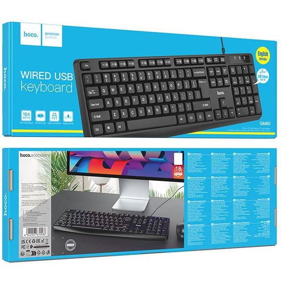 Провідна клавіатура Hoco GM60 Cool (English Version) Black | Зображення 1
