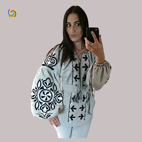 Рубашка	 Украинская 	 вышиванка 	22226979	 цвет  	серый	 размер 	L/XL | Зображення 1