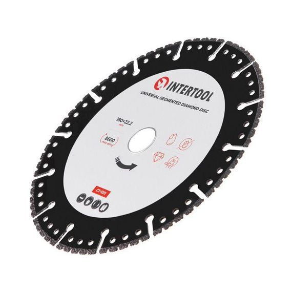 Диск універсальний сегментний алмазний, 180 мм, 16-18%, 8600 об/хв INTERTOOL CT-1011 | Зображення 2