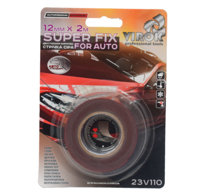 Стрічка 2-стороння акрилова VIROK Super Fix for Auto: 12 мм х 2 м VR-23V110