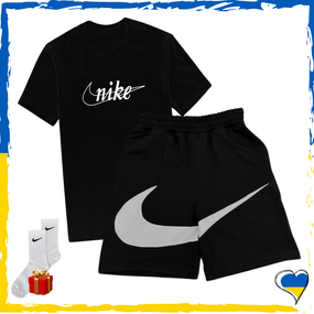 Комплект шорты Nike Big Swoosh и футболка Nike. Комплект Найк Биг Свуш Черный, XS/S
