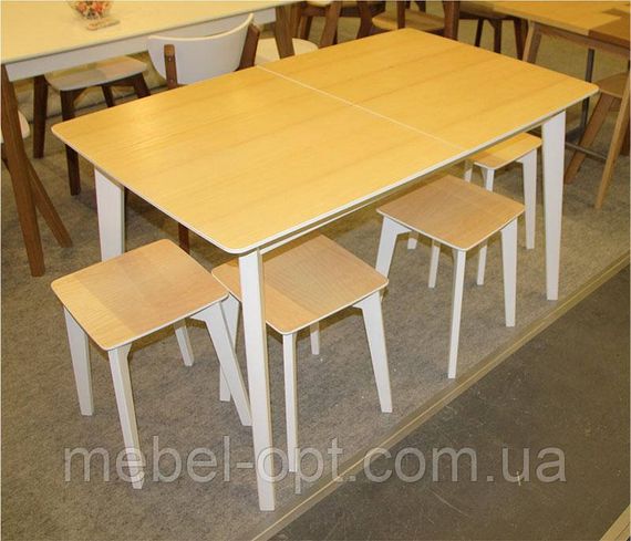 Табурет Сингл, каркас - білий, сидіння - ясний натуральний, 330х330мм, висота 450мм | Зображення 3