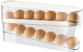 Двошаровий органайзер для зберігання яєць з автоматичним скочуванням