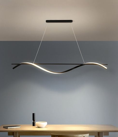 Люстра світлодіодна підвісна LED світильник для квартири на стелю лед 27074 Чорний 30-160х10х100 см. | Зображення 1