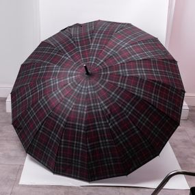 Класична парасолька-тростина напівавтомат з поліестеру 16 спиць діаметр 117 см Червона HP-23-4R