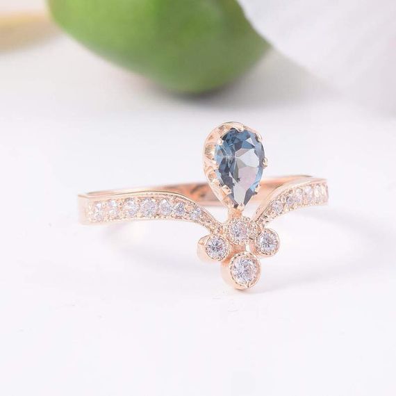 Кольцо из красного золота с топазом London Blue 20.5 | Зображення 3
