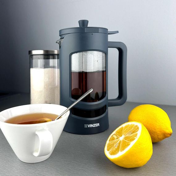Френч-прес для кави та чаю 1 л Vinzer 50370 скляний заварник | Зображення 3