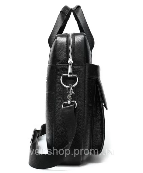 Мужская кожаная сумка для ноутбука и документов 39х28х8, портфель для города Tiding Bag RD-23134 черный | Зображення 7