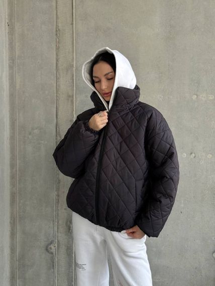 Стегана куртка на силіконі 200 підкладка с основи універсальний 46 чорний | Зображення 3