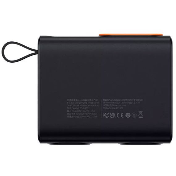Автомобільний насос Baseus Mega EnergyPump Series Dual Cylinder 6000 mAh (CRNL060001) Black | Зображення 3
