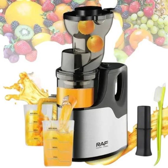 Соковыжималка из нержавеющей стали с емкостью для сока 150Вт RAF R 2857 Черная