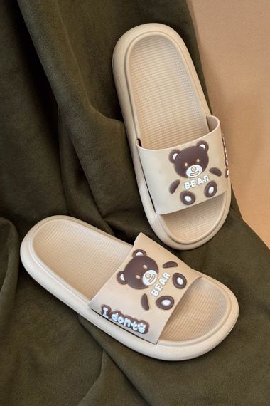 Шльопанці жіночі з аплікацією, колір бежевий, 243R5028-3