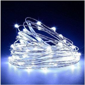 Новогодняя гирлянда роса на батарейках 50 LED 5м белого цвета