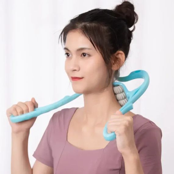 Ручний роликовий масажер для шиї Neck Stretcher з рельєфними роликами, що обертаються 360° | Зображення 3