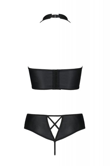 Комплект з екошкіри Passion NANACY BIKINI 4XL/5XL black, бра та трусики з імітацією шнурівки sexstyle | Зображення 3