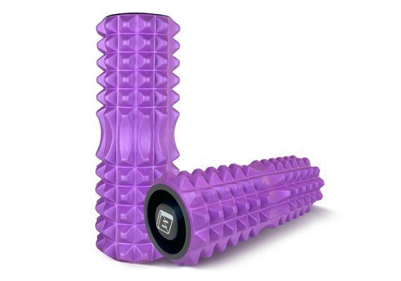 Масажний ролик EasyFit Grid Roller 33 см v.1.2 із заглушками із двох сторін Фіолетовий (EF-2022a-V) | Зображення 1