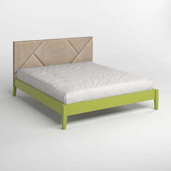 Двоспальне дерев'яне ліжко Mebigrand Нью-Йорк ДК Лайм (S3050G70Y)/Аляска 23 (Бежевий) 180х190 см (MBG-10181) | Зображення 1