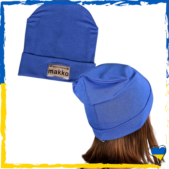 Шапка жіноча для дівчаток 48-54 трикотажна блакитна