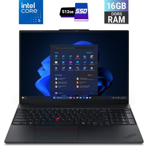 Ноутбук Lenovo ThinkPad E16 Gen 3 / 16" (1920x1200) IPS / Intel Core 5 210H (8 (12) ядер по 1.6 - 4.8 GHz) / 16 GB DDR5 / 512 GB SSD / Intel Graphics / WebCam