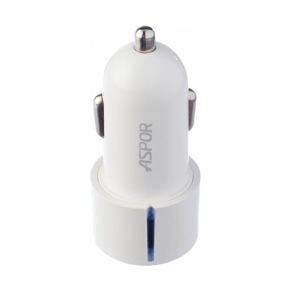 Автомобільний зарядний пристрій Aspor A905 (2USB/2.4A) — білий | Зображення 1