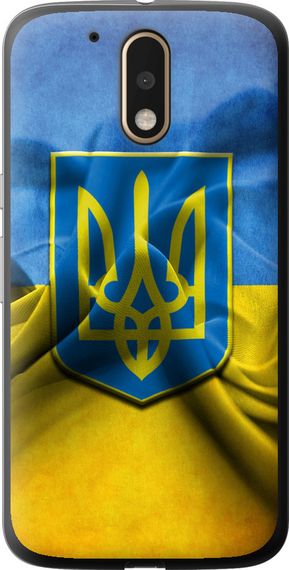Чехол на Motorola MOTO G4 PLUS Флаг и герб Украины 1 "375u-953-17620"