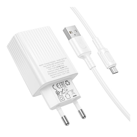 Сетевое Зарядное Устройство Borofone BAS72A 1USB QC 18W+USB to Micro | Зображення 7