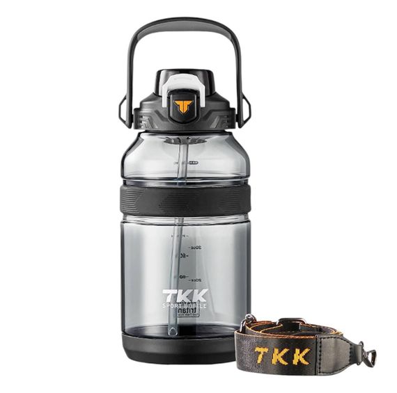 Спортивная бутылка TKK (2000 мл) - Полупрозрачный черный Tritan BPA-free, с мощной ручкой и кнопкой-фиксатором | Зображення 1