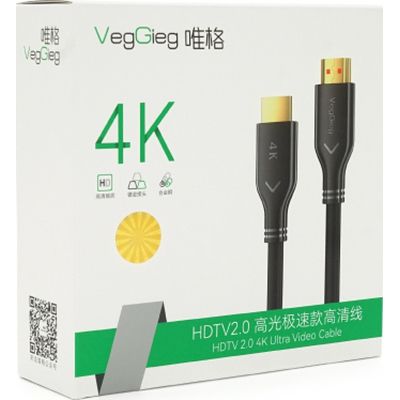 Кабель мультимедийный HDMI M to HDMI M 10.0m V2.0 4K UHD black VEGGIEG (YT-HDMI(M)/(M)HA-10/19716) | Зображення 2