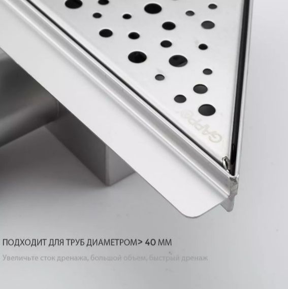 Кутовий трап для душу Gappo нержавіюча сталь, 200x200 мм G82020-1 | Зображення 3