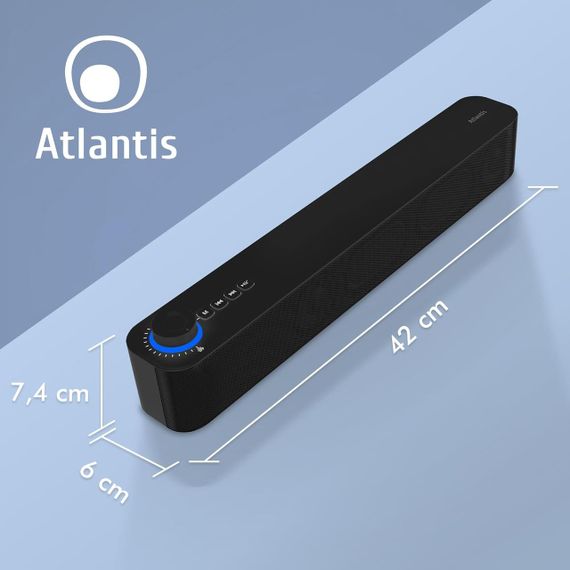 Саундбар Atlantis с Bluetooth 5.3, FM-радио, аккумулятором 2400 мАч портативная колонка для ПК телевизора 20Вт | Зображення 8