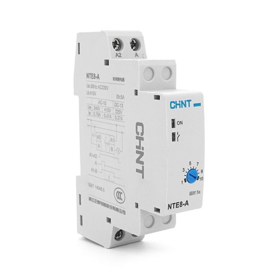 Реле часу CHINT NTE8A015S, на DIN-рейку, затримка відключення-0.1с-5с