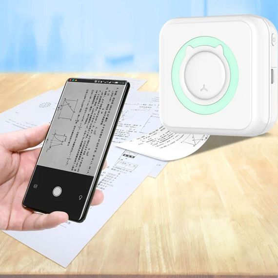 Портативный термопринтер с Bluetooth + 1 рулон бумаги, Бирюзовый / Мини-принтер для фотографий / Фотопринтер | Зображення 5