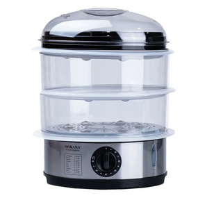 Пароварка электрическая трехуровневая 650 Вт 11 л с таймером и защитой от перегрева Sokany SK-07018