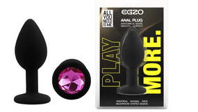 Силиконовая анальная пробка EGZO - Silicone Black Round Plug Rose, size S Sex Aura