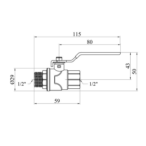 Кран кульовий WaGa 1/2" ВЗ PN40 ручка, нікельований | Зображення 1
